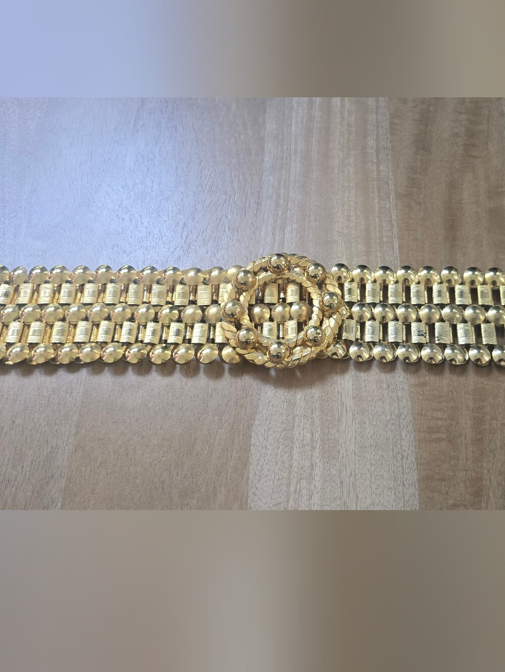 Gold-Tone Statement Waist Belt with Decorative Buckle